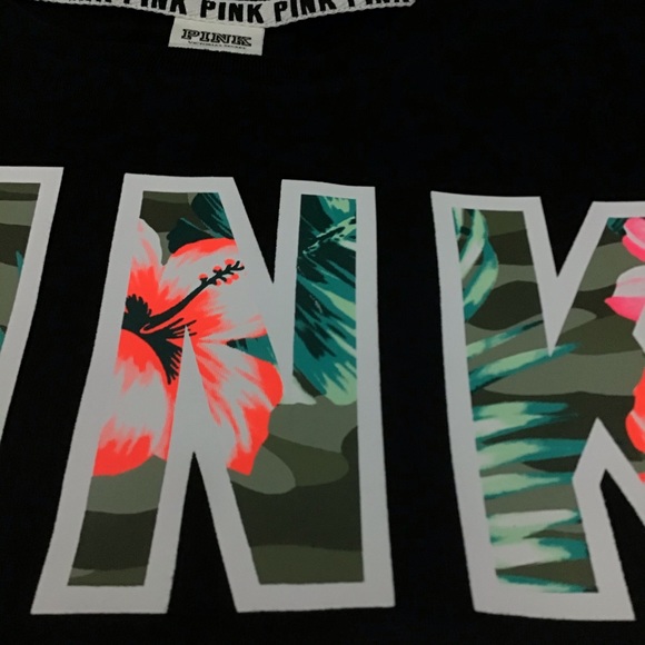 NEW PINK Victoria’s Secret Fleece Palm Floral Crew - Picture 7 of 15